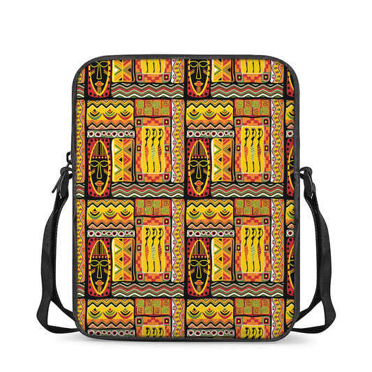 Sunset Ethnic African Tribal Print Rectangular Crossbody Bag