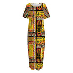 Sunset Ethnic African Tribal Print Short Sleeve Long Nightdress