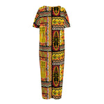 Sunset Ethnic African Tribal Print Short Sleeve Long Nightdress