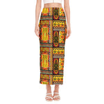 Sunset Ethnic African Tribal Print Side Slit Maxi Skirt
