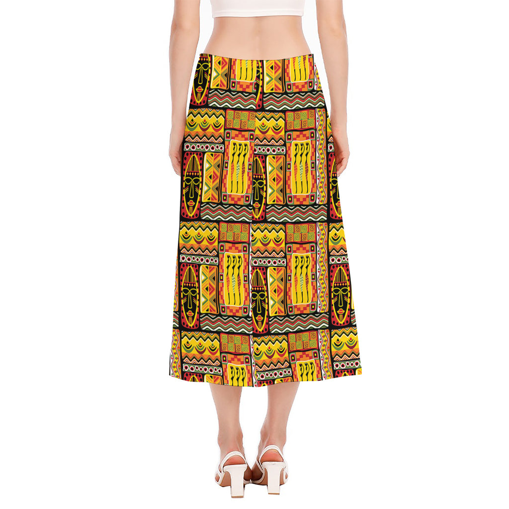 Sunset Ethnic African Tribal Print Side Slit Midi Skirt