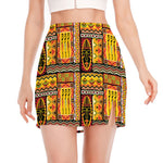 Sunset Ethnic African Tribal Print Side Slit Mini Skirt