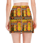 Sunset Ethnic African Tribal Print Side Slit Mini Skirt