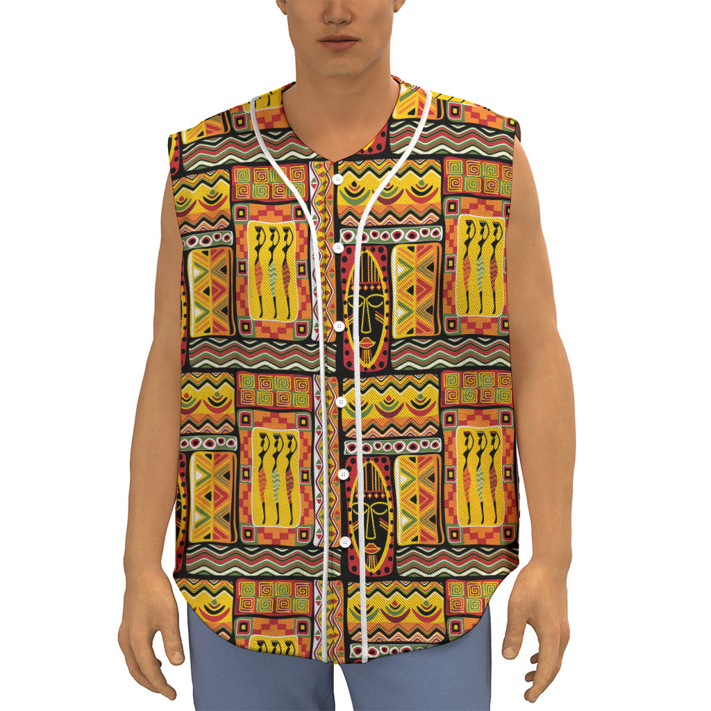 Sunset Ethnic African Tribal Print Sleeveless Baseball Jersey