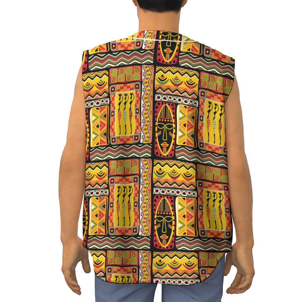 Sunset Ethnic African Tribal Print Sleeveless Baseball Jersey