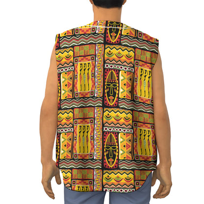 Sunset Ethnic African Tribal Print Sleeveless Baseball Jersey