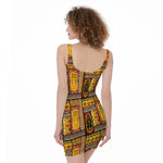 Sunset Ethnic African Tribal Print Sleeveless Bodycon Dress