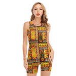 Sunset Ethnic African Tribal Print Sleeveless One Piece Swimsuit