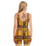 Sunset Ethnic African Tribal Print Sleeveless One Piece Swimsuit
