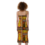 Sunset Ethnic African Tribal Print Slim Fit Midi Cami Dress