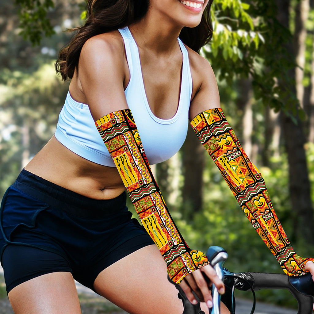 Sunset Ethnic African Tribal Print Sun Protection Arm Sleeves