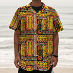 Sunset Ethnic African Tribal Print Textured Short Sleeve Shirt