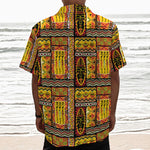 Sunset Ethnic African Tribal Print Textured Short Sleeve Shirt