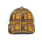 Sunset Ethnic African Tribal Print White Mesh Trucker Cap