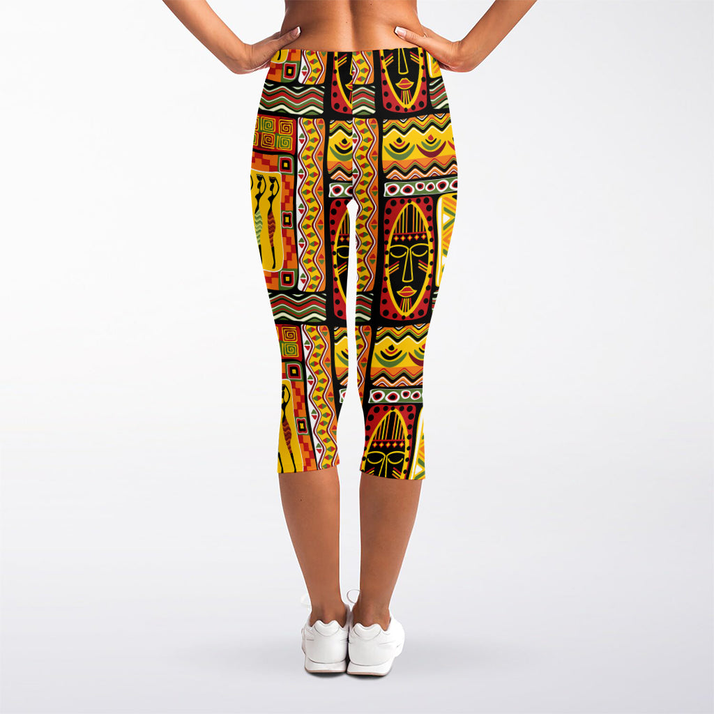 Sunset Ethnic African Tribal Print Women's Capri Leggings