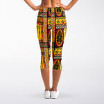 Sunset Ethnic African Tribal Print Women's Capri Leggings