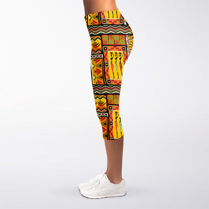 Sunset Ethnic African Tribal Print Women's Capri Leggings