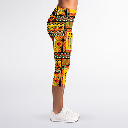 Sunset Ethnic African Tribal Print Women's Capri Leggings