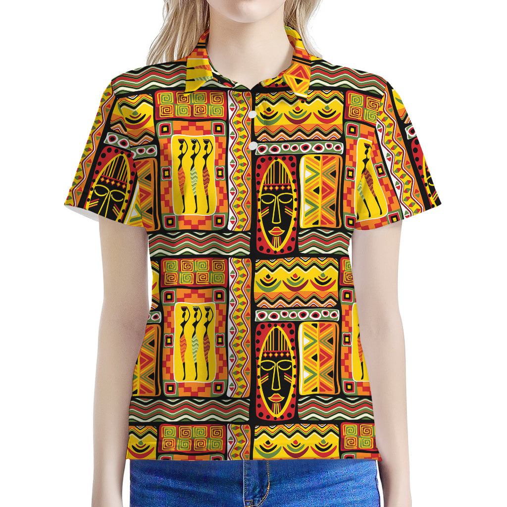 Sunset Ethnic African Tribal Print Women's Polo Shirt