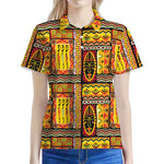 Sunset Ethnic African Tribal Print Women's Polo Shirt