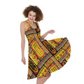 Sunset Ethnic African Tribal Print Sleeveless Knee Length Dress