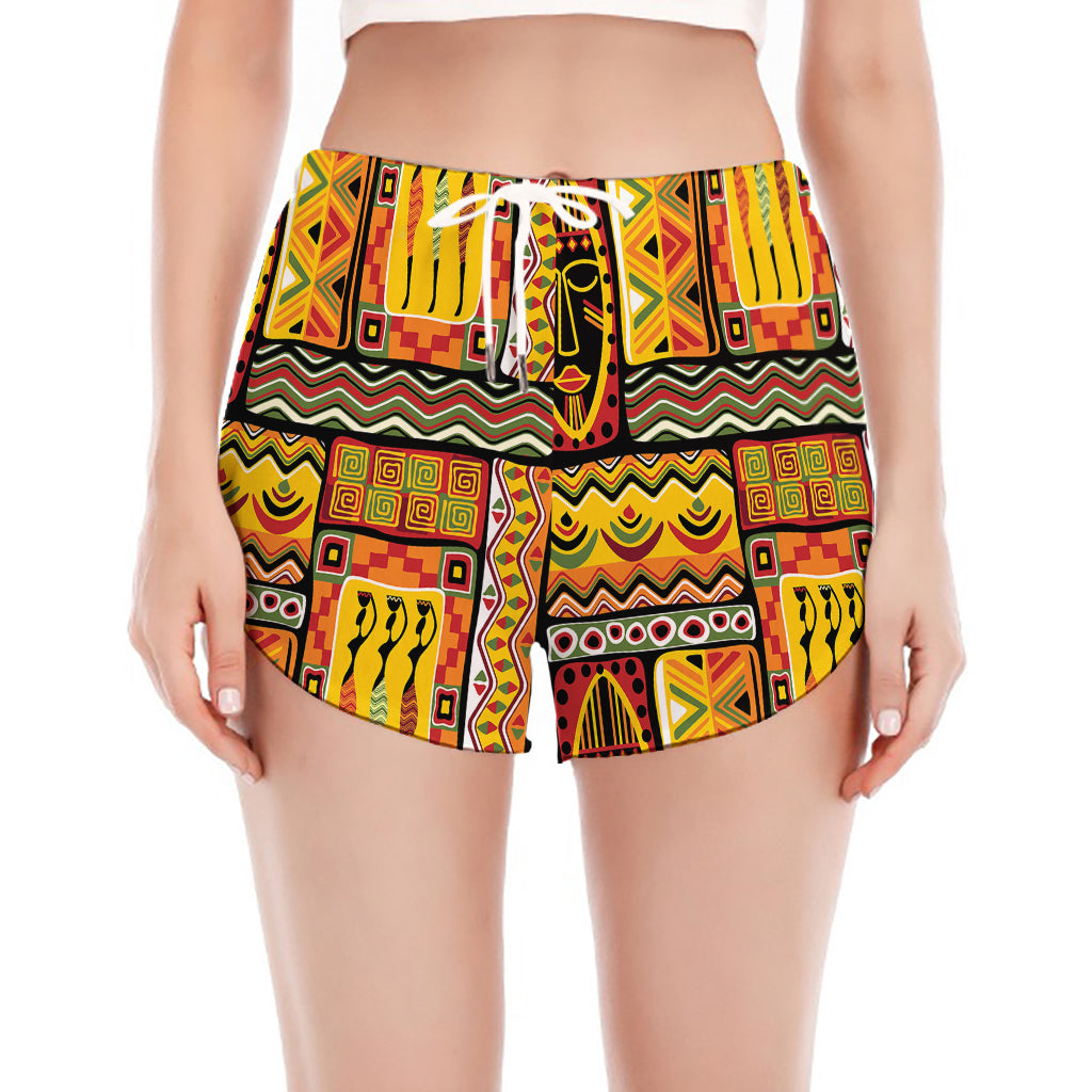 Sunset Ethnic African Tribal Print Women's Split Running Shorts