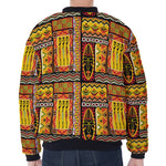 Sunset Ethnic African Tribal Print Zip Sleeve Bomber Jacket