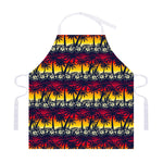 Sunset Hibiscus Palm Tree Pattern Print Adjustable Apron
