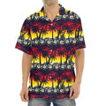 Sunset Hibiscus Palm Tree Pattern Print Aloha Shirt