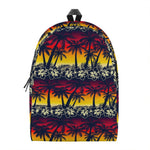 Sunset Hibiscus Palm Tree Pattern Print Backpack