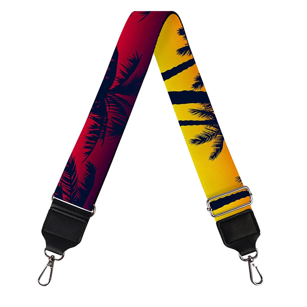 Sunset Hibiscus Palm Tree Pattern Print Bag Strap