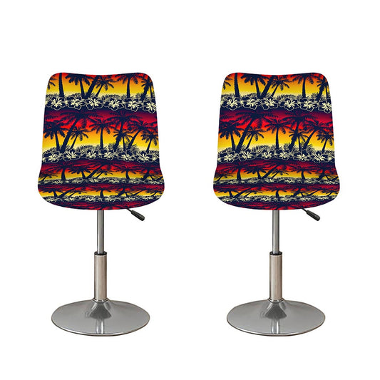 Sunset Hibiscus Palm Tree Pattern Print Bar Stool Covers