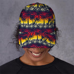 Sunset Hibiscus Palm Tree Pattern Print Baseball Cap