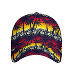 Sunset Hibiscus Palm Tree Pattern Print Baseball Cap