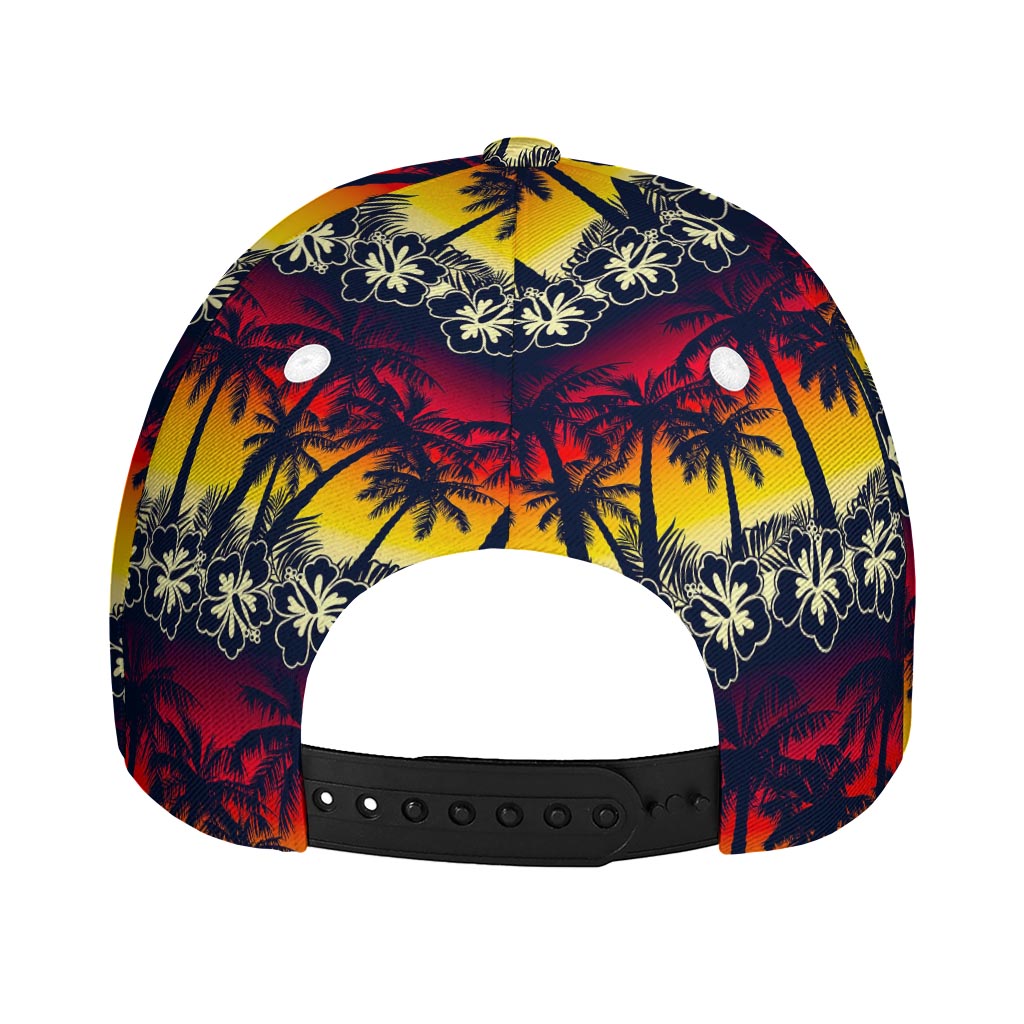 Sunset Hibiscus Palm Tree Pattern Print Baseball Cap