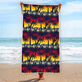 Sunset Hibiscus Palm Tree Pattern Print Beach Towel