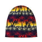 Sunset Hibiscus Palm Tree Pattern Print Beanie