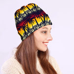 Sunset Hibiscus Palm Tree Pattern Print Beanie