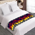Sunset Hibiscus Palm Tree Pattern Print Bed Runner