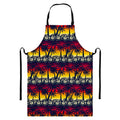 Sunset Hibiscus Palm Tree Pattern Print Bib Apron With Pocket