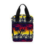Sunset Hibiscus Palm Tree Pattern Print Bible Tote Bag