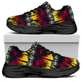 Sunset Hibiscus Palm Tree Pattern Print Black Chunky Shoes