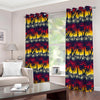 Sunset Hibiscus Palm Tree Pattern Print Blackout Grommet Curtains