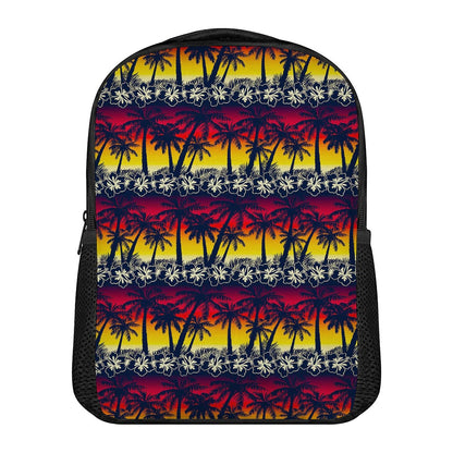 Sunset Hibiscus Palm Tree Pattern Print Casual Backpack