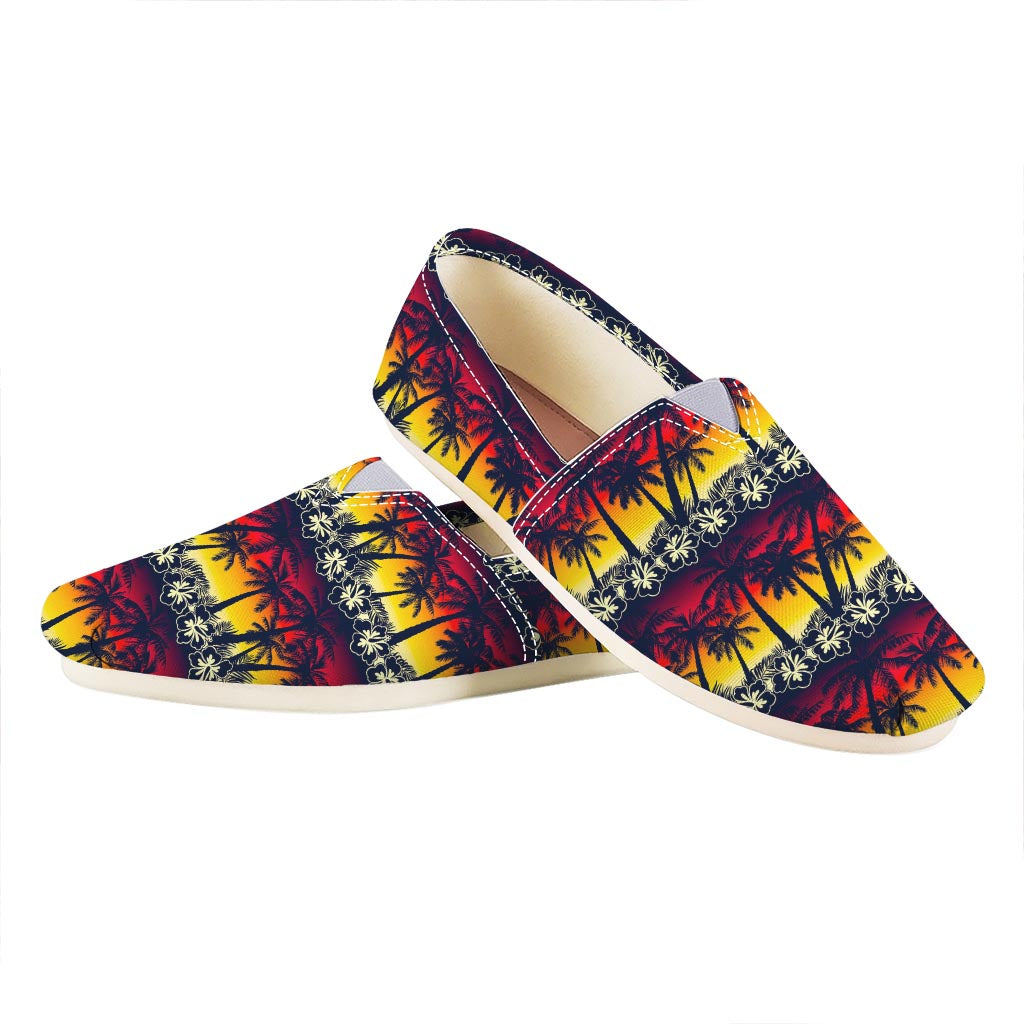 Sunset Hibiscus Palm Tree Pattern Print Casual Shoes