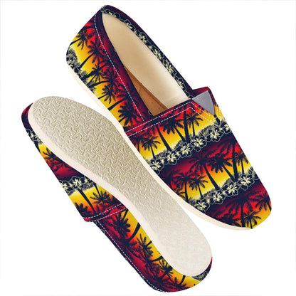 Sunset Hibiscus Palm Tree Pattern Print Casual Shoes