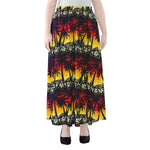 Sunset Hibiscus Palm Tree Pattern Print Chiffon Maxi Skirt
