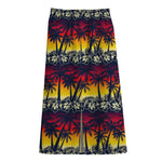 Sunset Hibiscus Palm Tree Pattern Print Cotton Front Slit Maxi Skirt