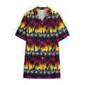 Sunset Hibiscus Palm Tree Pattern Print Cotton Hawaiian Shirt