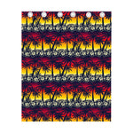 Sunset Hibiscus Palm Tree Pattern Print Curtain